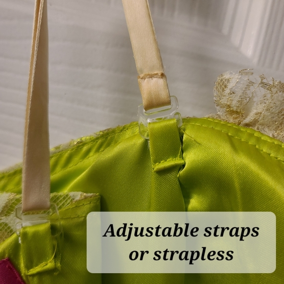 Light Green and Gold Lace Short Formal, Homecoming Fairy Dress - Picture 3 of 9